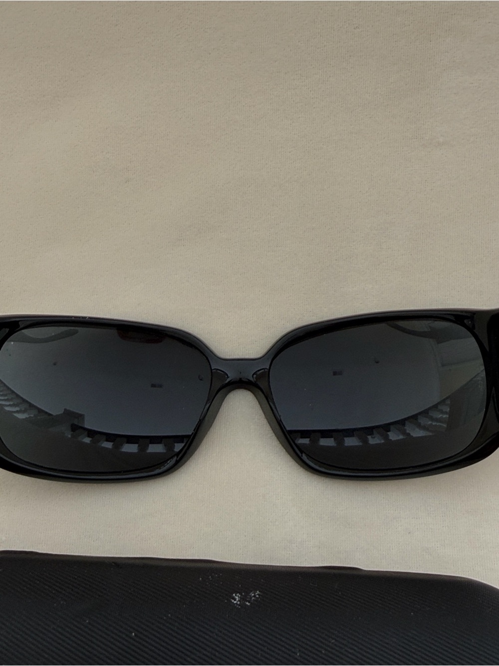 CHANEL Black Shield Sunglasses with Crystal Logo Detail - Picture 2 of 9